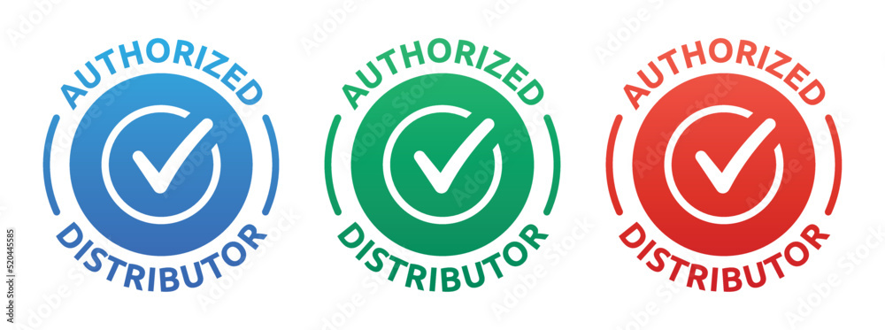 Authorized distributor sticker label business sign vector icon illustration. - obrazy, fototapety, plakaty 