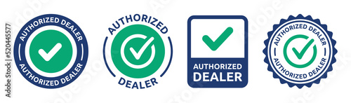 Authorized dealer label business icon sign vector illustration set.