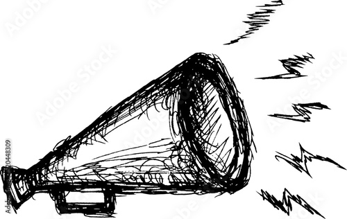 grunge megaphone in doodle style.Doodle of Megaphone, Business concept Digital marketing for website, vector illustration 