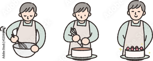 ケーキを作る人イラスト素材セット