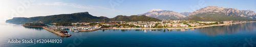 Panoramic photo of Kemer, resort town on Mediterranean coast of Turkey. City on Turkish Riviera from above. © JackF