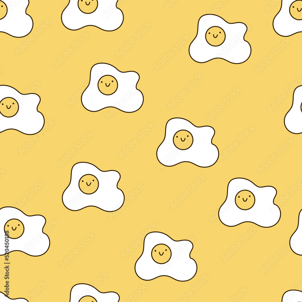Fried Egg Pattern With white Background. Vector Illustration