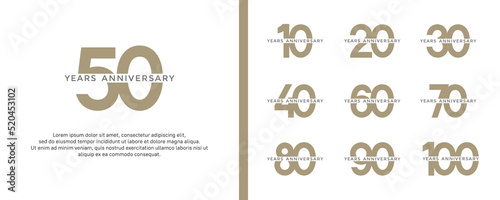 set of anniversary logo gold color on white background for celebration moment