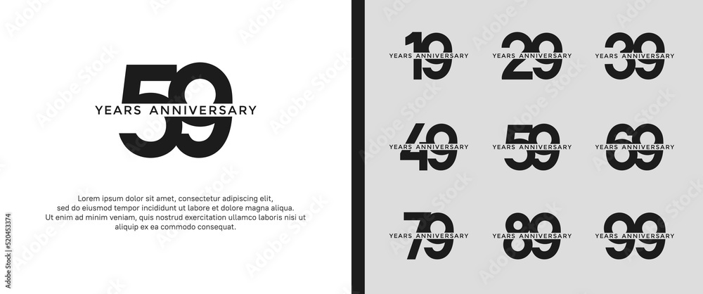 set of anniversary logo gold color on white background for celebration moment