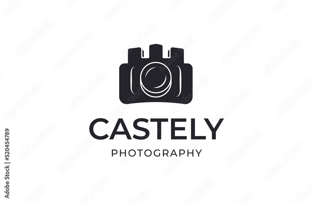 camera and castle logo design camera and castle logo design