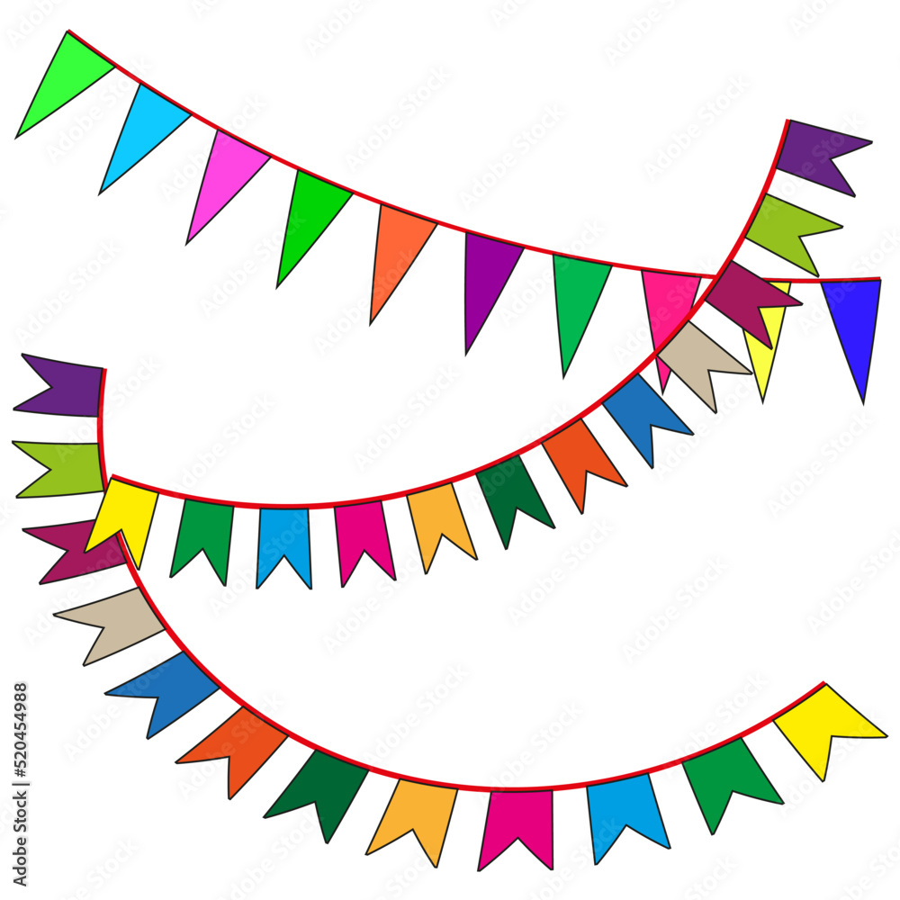 Obraz premium Pennants garlands. Vector illustration. stock image. 