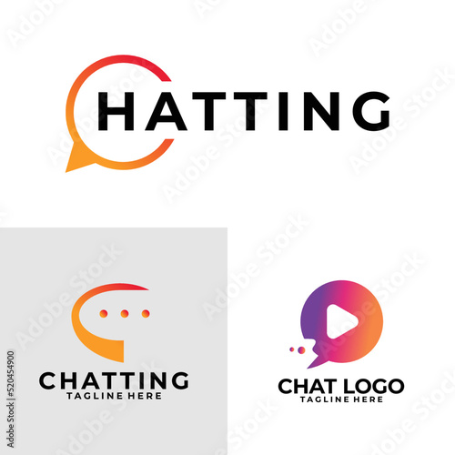 chatting logo set vector design