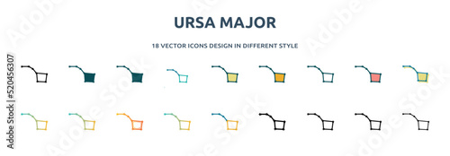 ursa major icon in 18 different styles such as thin line, thick line, two color, glyph, colorful, lineal color, detailed, stroke and gradient. set of ursa major vector for web, mobile, ui