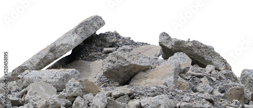 Obraz na płótnie rubble ruin brick building wall broken demolition destruction pile isolated on white background