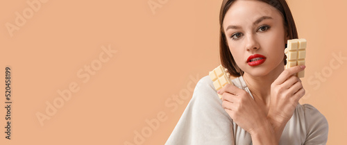 Beautiful woman with white ...