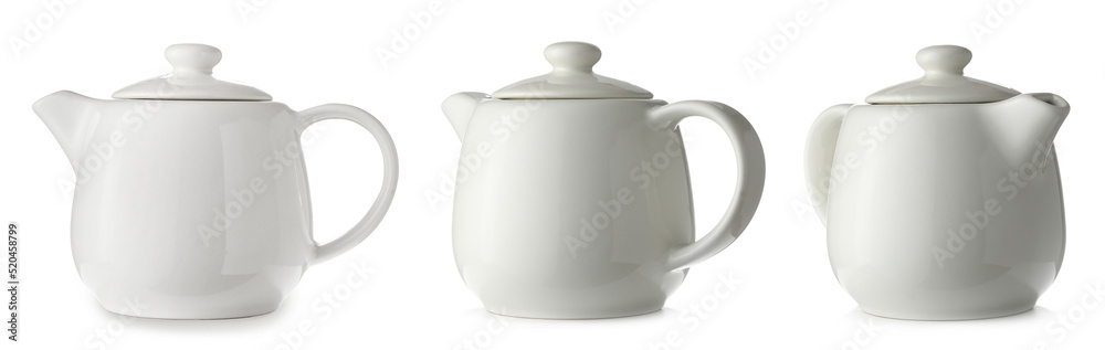 Fototapeta premium Set of teapots isolated on white