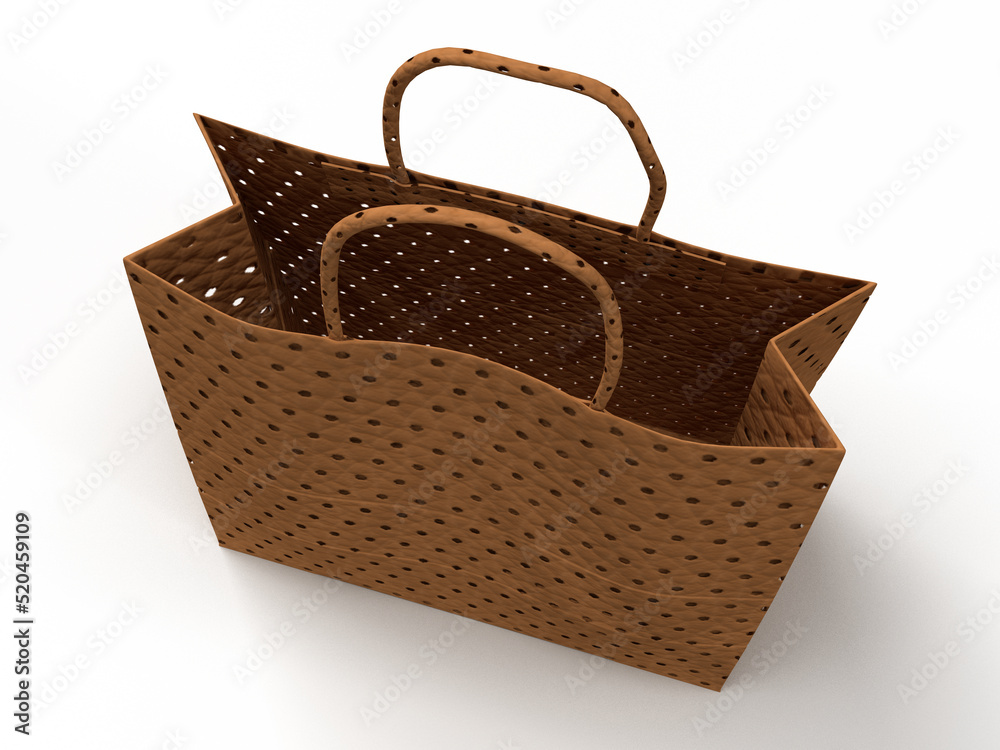 Obraz premium Isolated Top View of Shopping Bag or Basket on White Background, Realistic Shot of 3D Illustration.