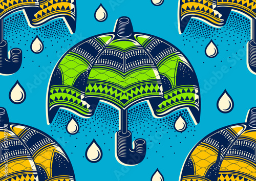 Umbrella Africa ethnic patterns, textile art, overlap line art hand drawn image, background, fashion artwork for fabric print, clothes africa