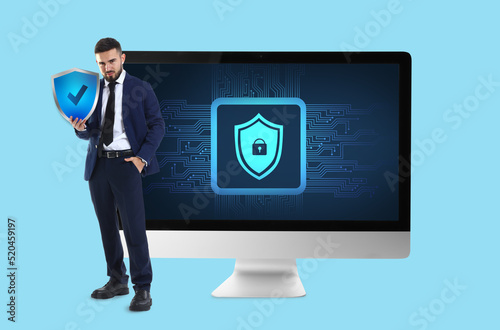 Businessman with icon of an...