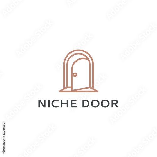Niche door window with monoline style logo design illustration