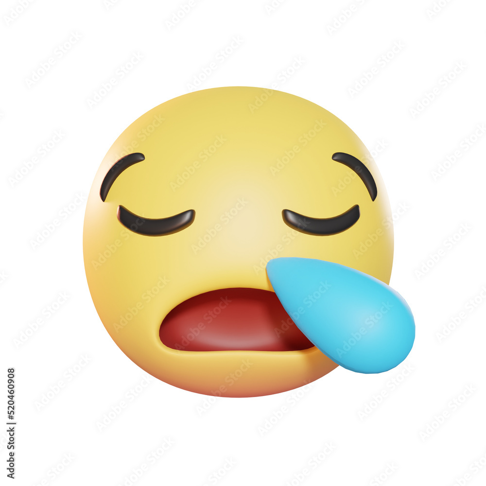 Fototapeta premium Sleepy Face Emoji 3D Illustration