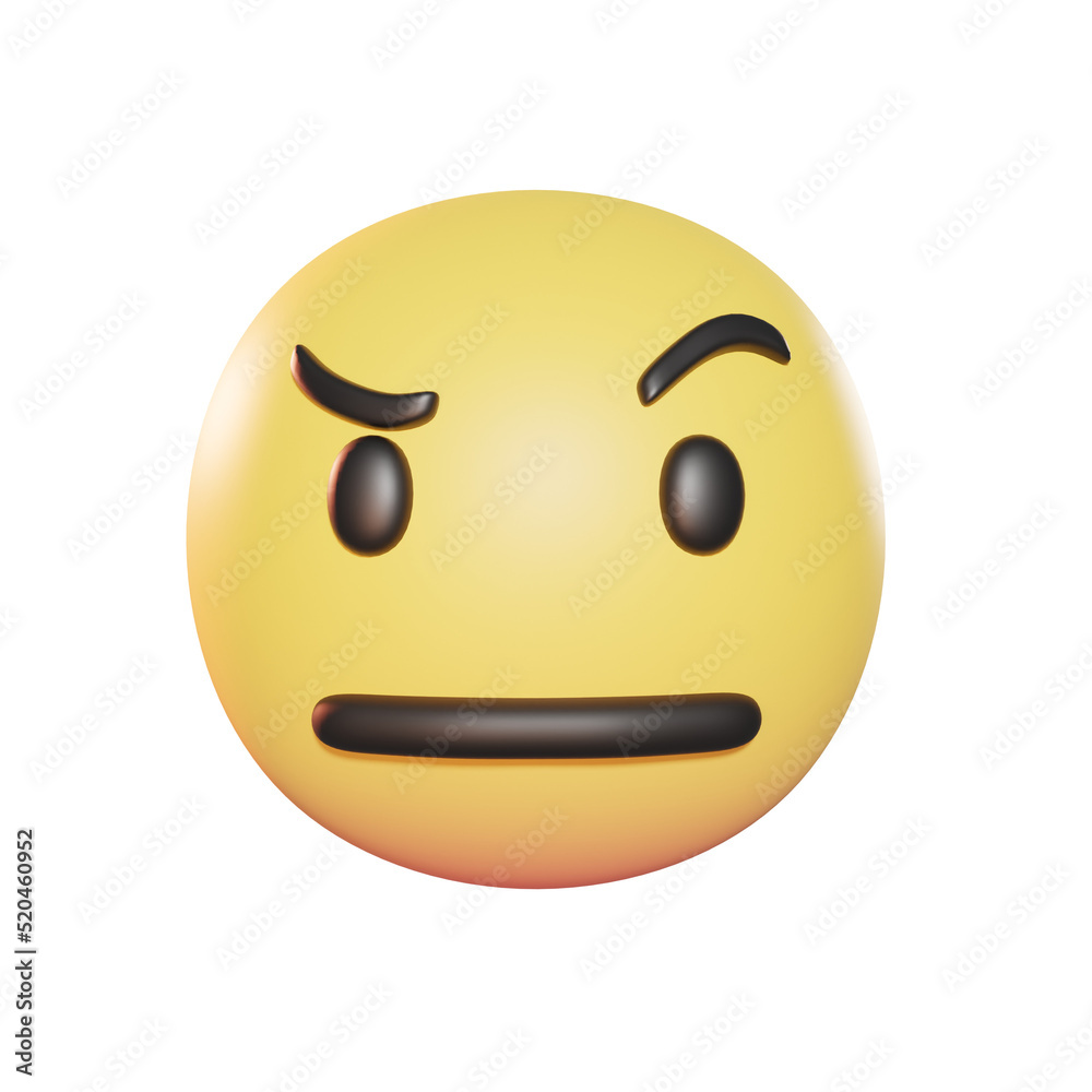 Fototapeta premium Face with Raised Eyebrow Emoji 3D Illustration
