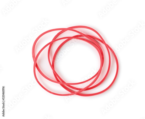 Red rubber bands isolated on white background