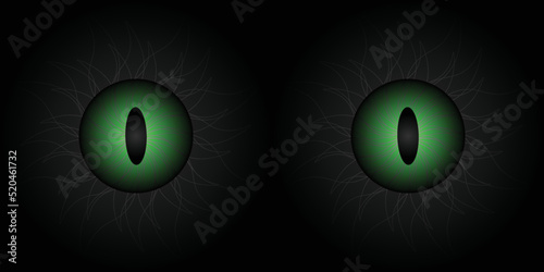 spooky green eyes monster with pupils like cats eyes
