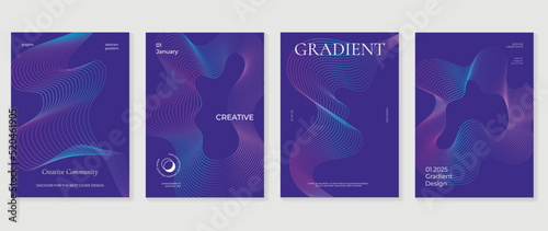 Abstract vibrant gradient line background vector. Futuristic style cover template with line distortion, wave and curved lines. Modern wallpaper design perfect for social media, idol poster, ads.