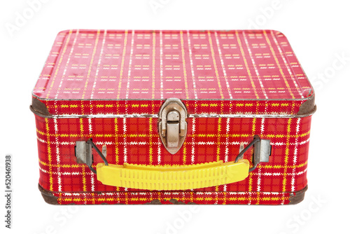 Vintage Plaid metal lunch box laying down