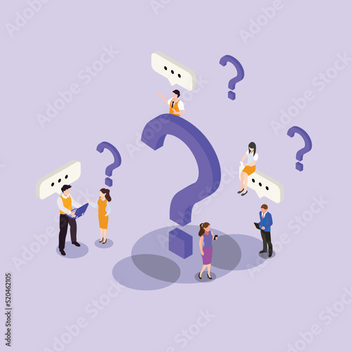 Business people with question marks