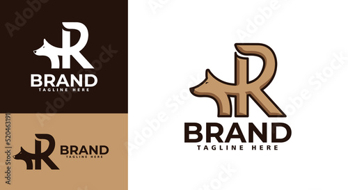 Creative letter R logo template combined with a Dog. Pet shop icon, Pet food logo, Veterinarian P letter dog, Dog icon, Unique pet Brand, Dog Logo