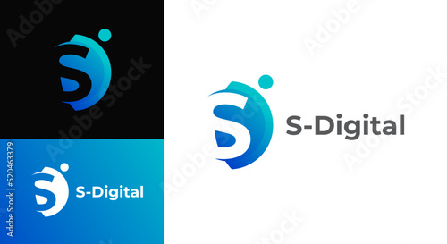 Digital letter SD logo vector template