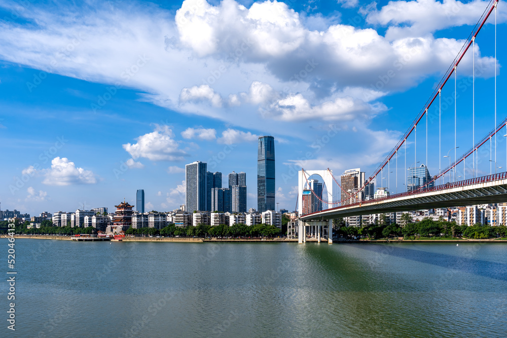 Fototapeta premium Aerial photography China Liuzhou modern city architecture landscape skyline