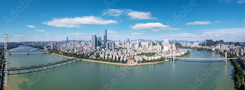 Aerial photography China Liuzhou modern city architecture landscape skyline