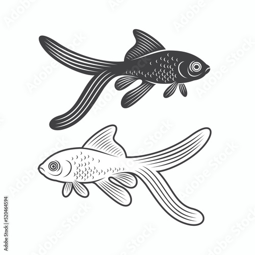illustration of gold fish, vector art.