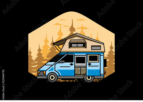 Camping on roof car illustration design