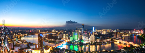 Aerial photography of city night view of Liuzhou, China © 昊 周