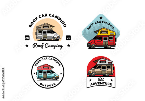 Camping on roof car illustration design