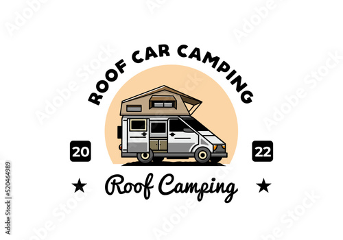 Camping on roof car illustration design