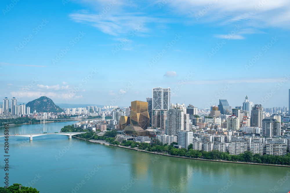 Naklejka premium Aerial photography of Liuzhou city appearance, China