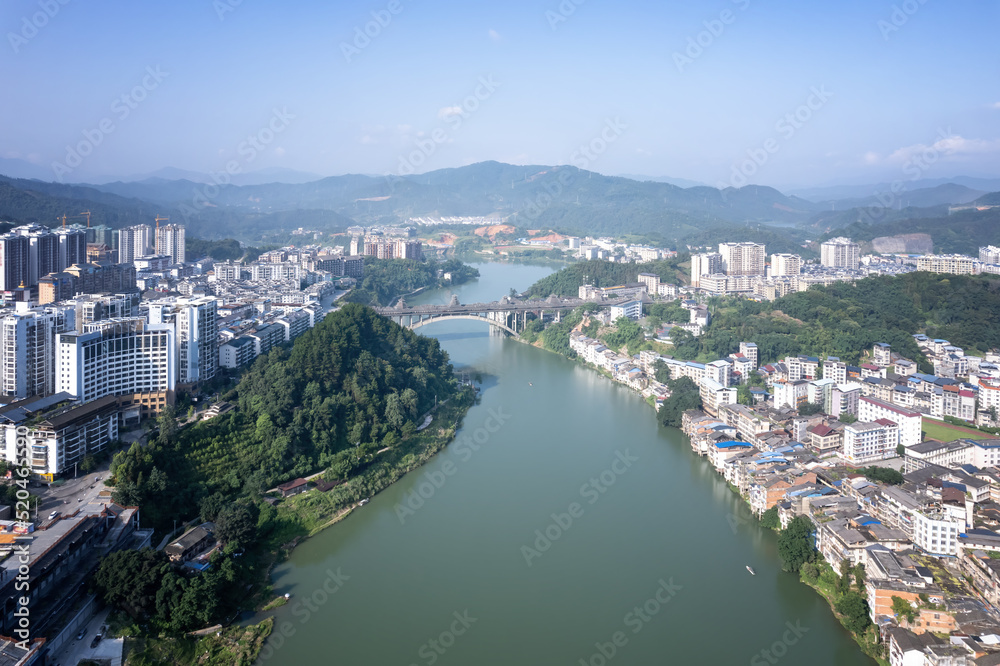 Aerial photography of Liuzhou Sanjiang scenery panorama