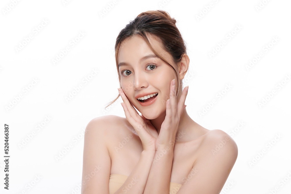 Beautiful young asian woman with clean fresh skin on white background, Face care, Facial treatment, Cosmetology, beauty and spa, Asian women portrait. Beautiful young asian woman with clean fresh skin on white background, Face care, Facial treatment, Cosmetology, beauty and spa, Asian women portrait.