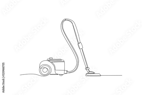 Single one line drawing vacuum cleaner. Hotel activity concept. Continuous line draw design graphic vector illustration.