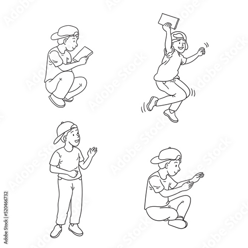 doodle student activity set vector illustration