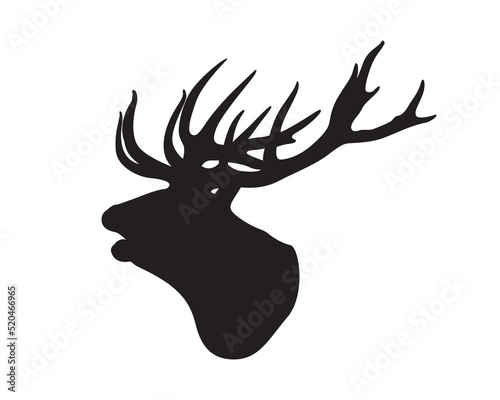 Deer silhouette vector isolated. Adult deer, stag with horns.