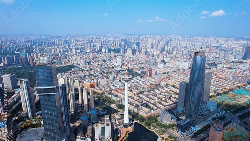 Aerial photography of city CBD of Shenyang Color TV Tower, Liaoning, China