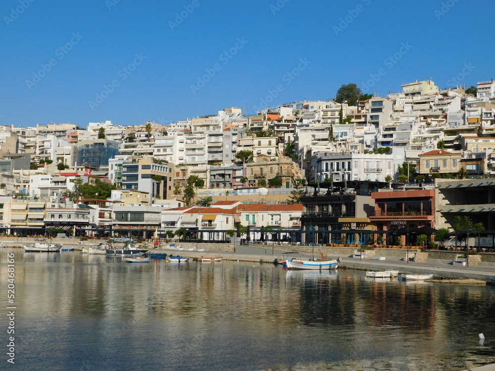 July 2022, Piraeus, Greece. View of the Mikrolimano or small port