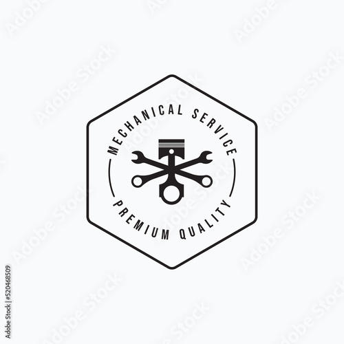 Minimalist mechanical label concept. Simple vintage mechanic logo vector illustration design