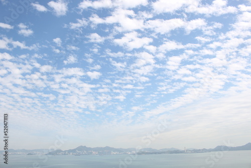 Beautiful fluffy clouds over the sea