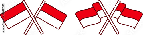 Crossed Indonesian Flag Vector - Amazing flat minimalist icon suitable for Indonesian independence day on 17th august, website, apps, icon, sign, design assets, and illustration in general