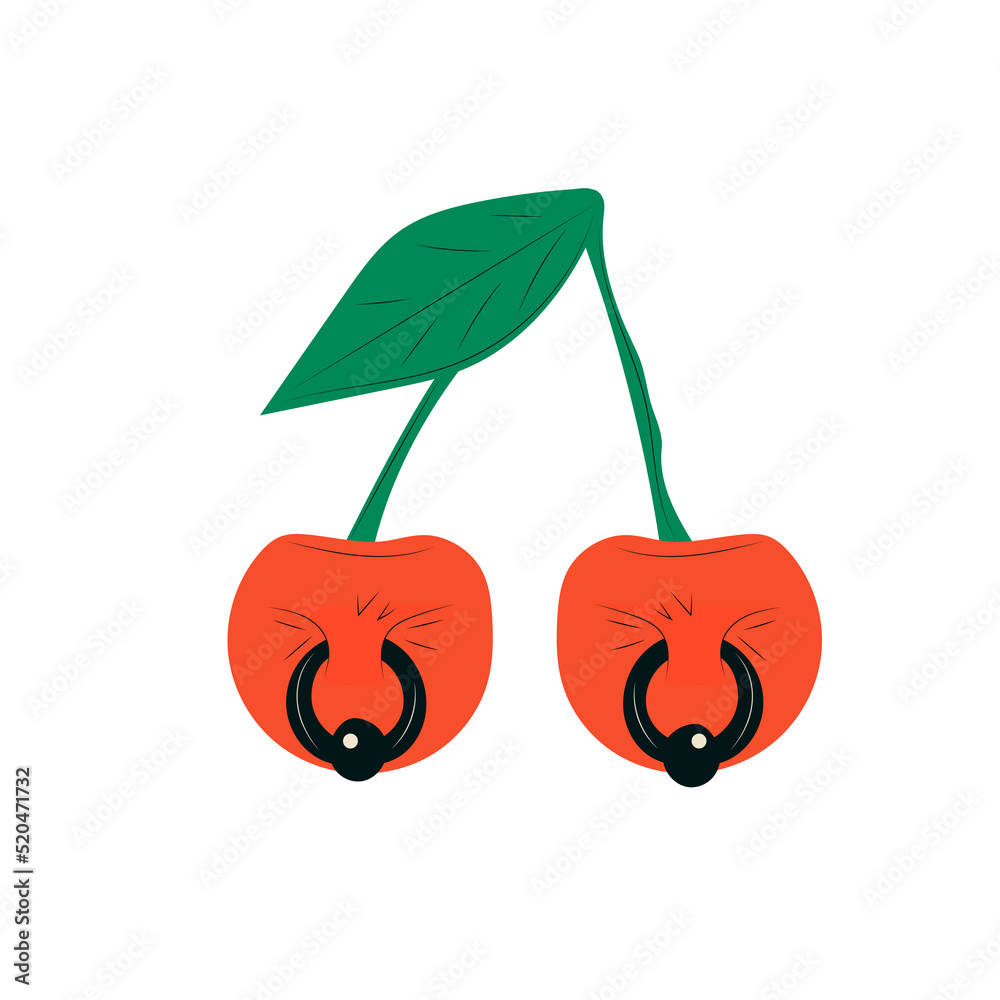 Vector image of cherries with piercings. Nipple piercing on a light  background Stock Vector | Adobe Stock