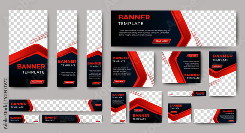set of creative web banners of standard size with a place for photos. Business ad banner. Vertical  horizontal and square template. vector illustration EPS 10