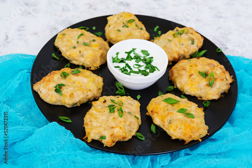 Chicken schnitzels on white background