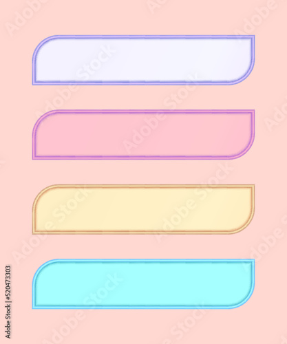 set of four vector 3d horizontal frame colorful blank text box banners for infographic design template
